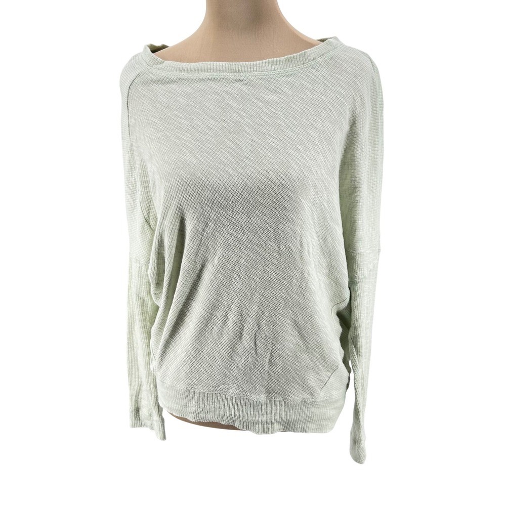 Anthropologie Mint Green Ribbed Boatneck Oversized Long Sleeve Top XS A0271